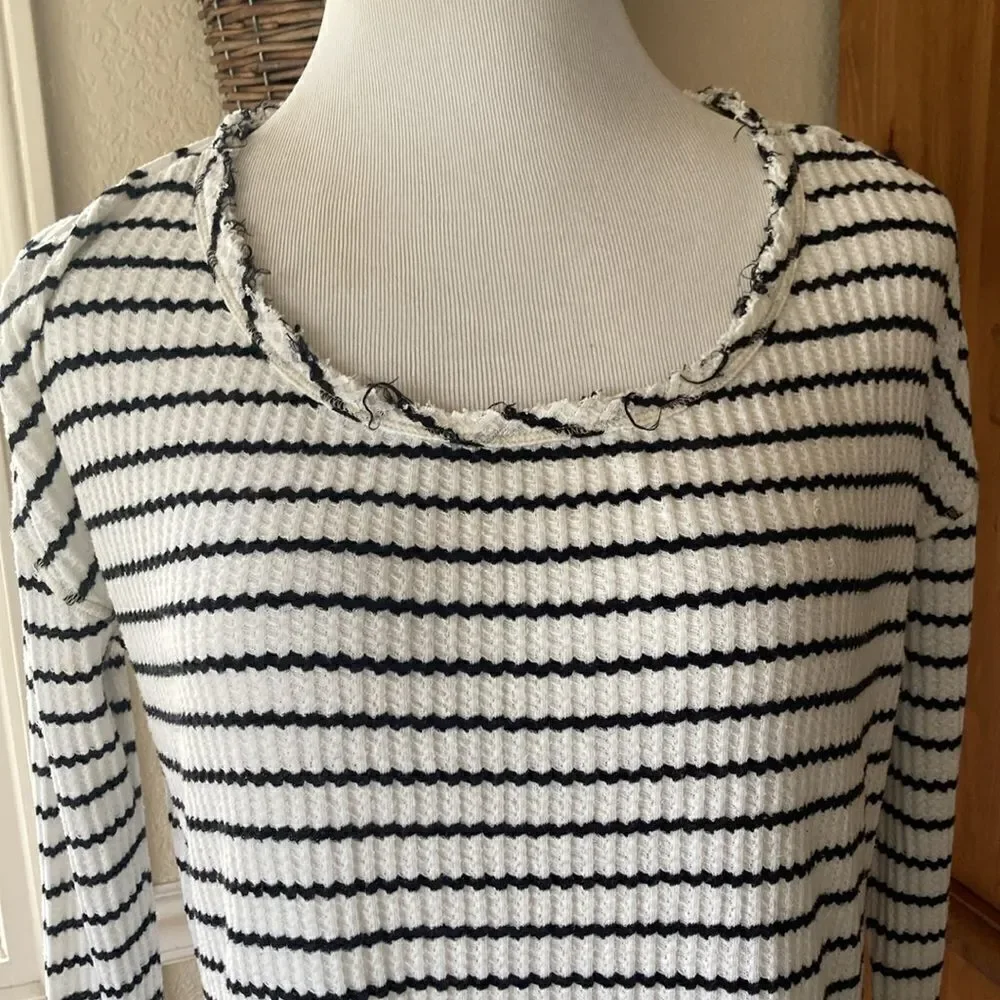 Free People We The Free Auntie Em Thermal Waffle Long Sleeve Top Peplum Size S